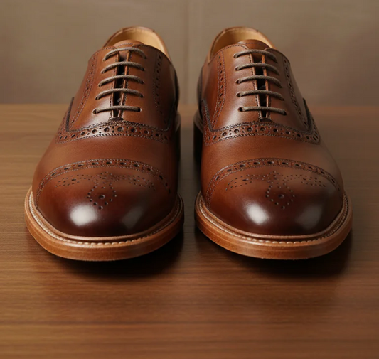 Elegant Brown Brogue Oxford Shoes for Business & Weddings