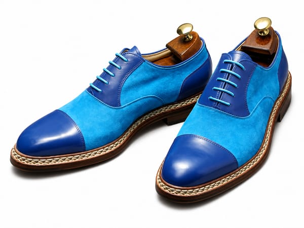 Premium Blue Suede & Leather Oxford Shoes